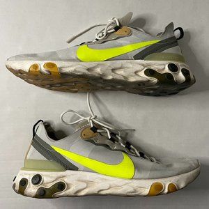Nike Mens React Element 55 BQ6166-009 Gray Running Shoes Sneakers Size 12
